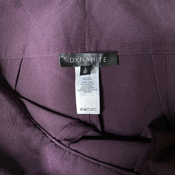 Dynamite Women's Pants with Attached Loose Belt in Dark Purple, size US 2 - Picture 3 of 9